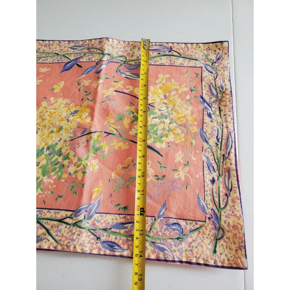 French Country 18x14 Placemat Set 4 Vintage Coral Hydrangea Floral Botanical